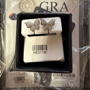 Silver moissanite earrings and heart necklace